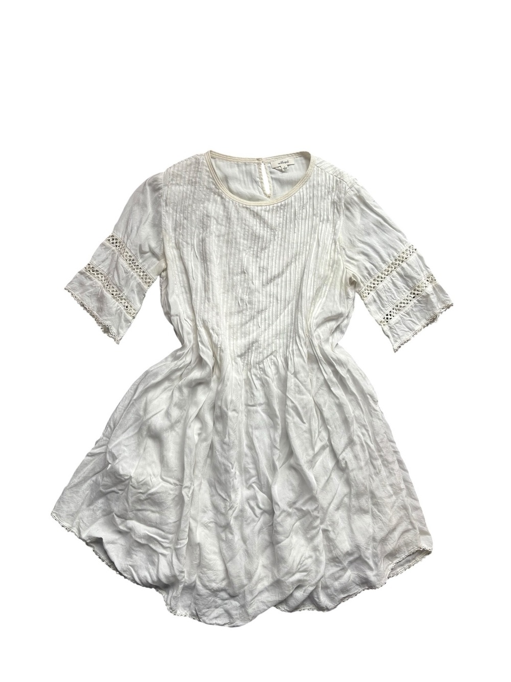 Wilfred White Lace Trim Short Sleeve Dress